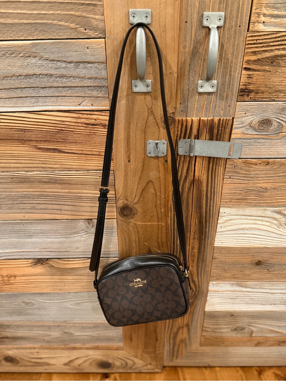 Coach Dark Brown Signature Crossbody Messenger Bag